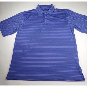 TOMMY ARMOUR Dri-Logic Mens Size M Striped Polo Shirt Blue Polyester Golf